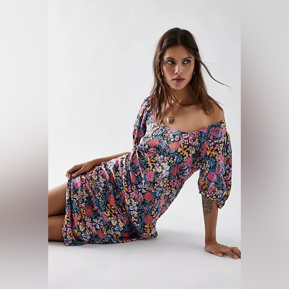 NWT Spell Last Drinks Bias Midi Dress in Evening Floral